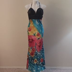 Floral and black Prom Gown
